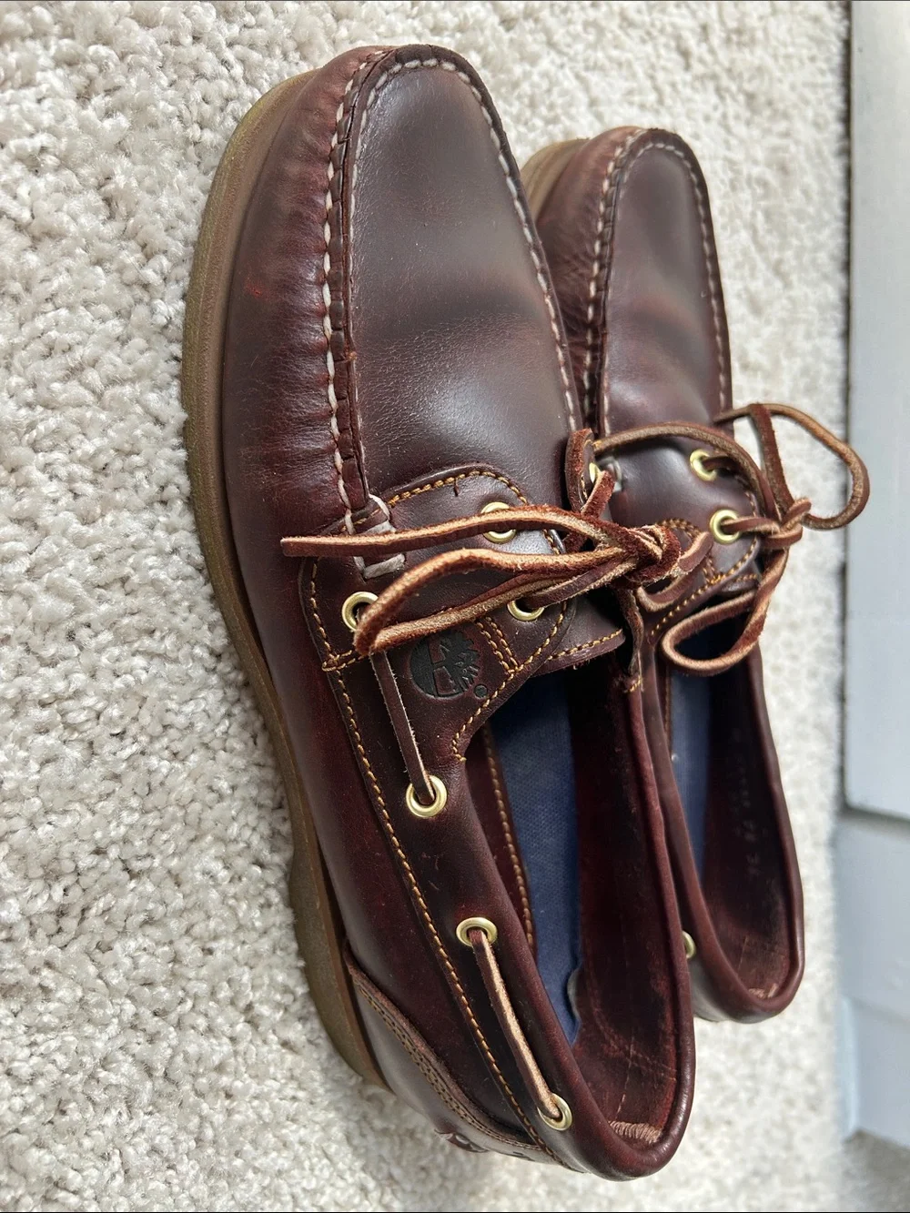 Timberland Men's Dark Brown Leather Boat Shoes Size 9